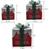 Set of 3 LED gift boxes with Green Bow Christmas gift boxes, party decorations
