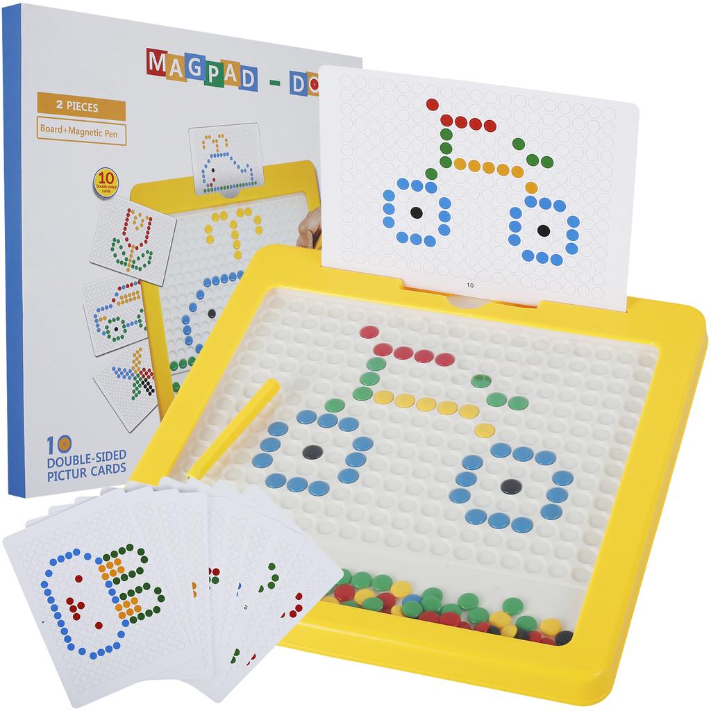 Tablica Magnetyczna do Rysowania dla Maluchów Kolorowa Tablica do Rysowania z Koralikami Magnetycznymi z Pisakiem Magnetycznym i Kartami Zabawki Edukacyjne Montessori