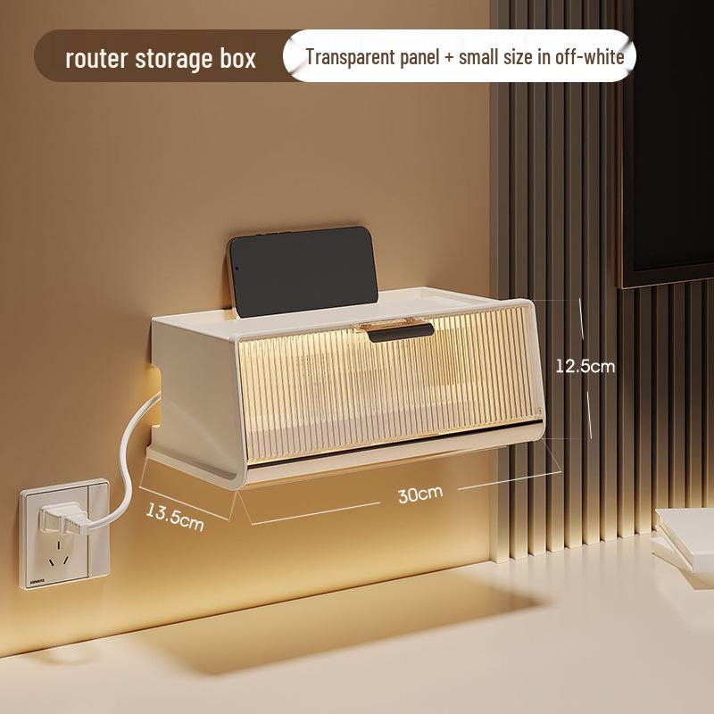 Wall-Mounted Multi-Functional Storage Box for WiFi Router, Power Strip, and Cable Management