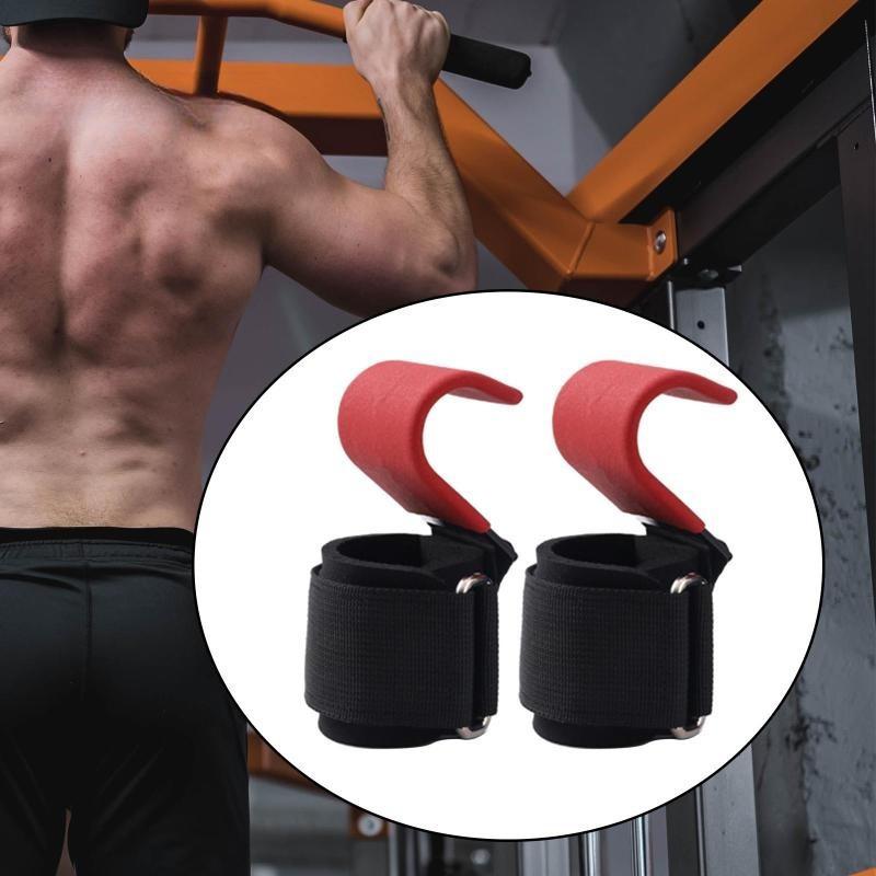 2PCS Metal Weight Lifting Hooks Pull Up Strength Training Device Workout Weightlifting Fitness Hand Grips Lifting Straps