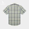 HAZZYS Men's 2025 Summer Plaid Cotton-Linen Short Sleeve Shirt