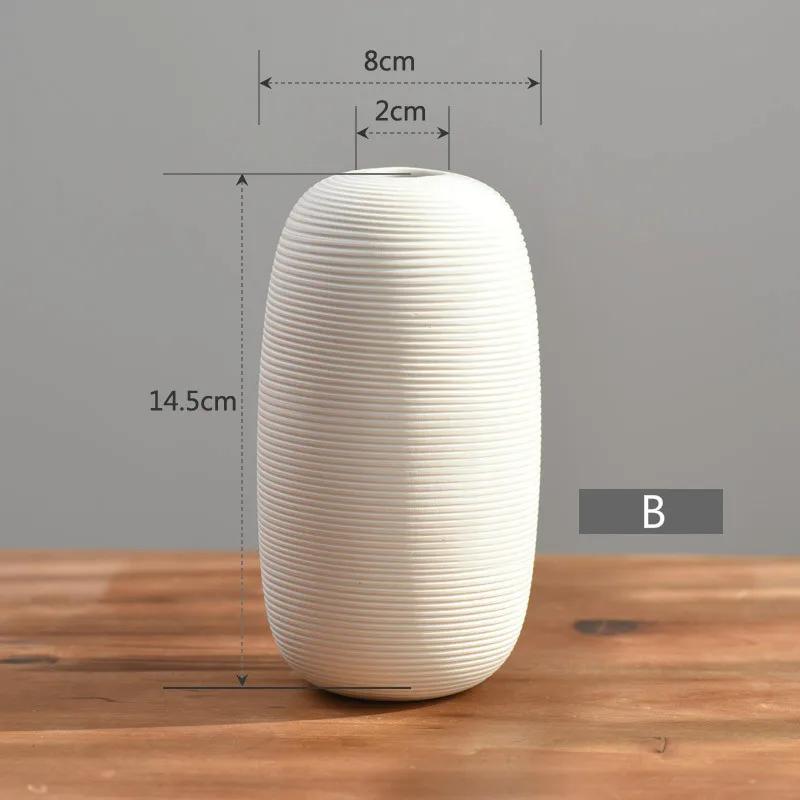 Nordic Classic White Art Ceramic Flower Vase Dining Room Creative Decoration Porcelain Vases