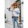 Autumn and Winter Women's Sweater Round Neck Multicolor Splicing Knit Sweater Women Pullover Sweater