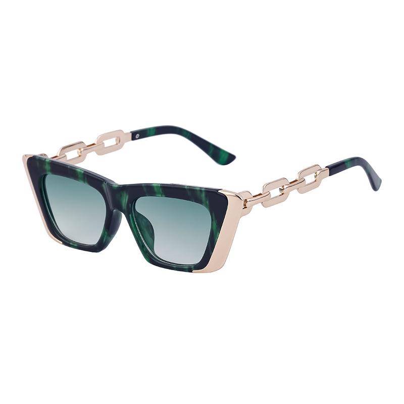 Cat'S Eye Sunglasses Women'S Trendy Personality Metal Chain Small Frame Sunglasses Women'S Glasses