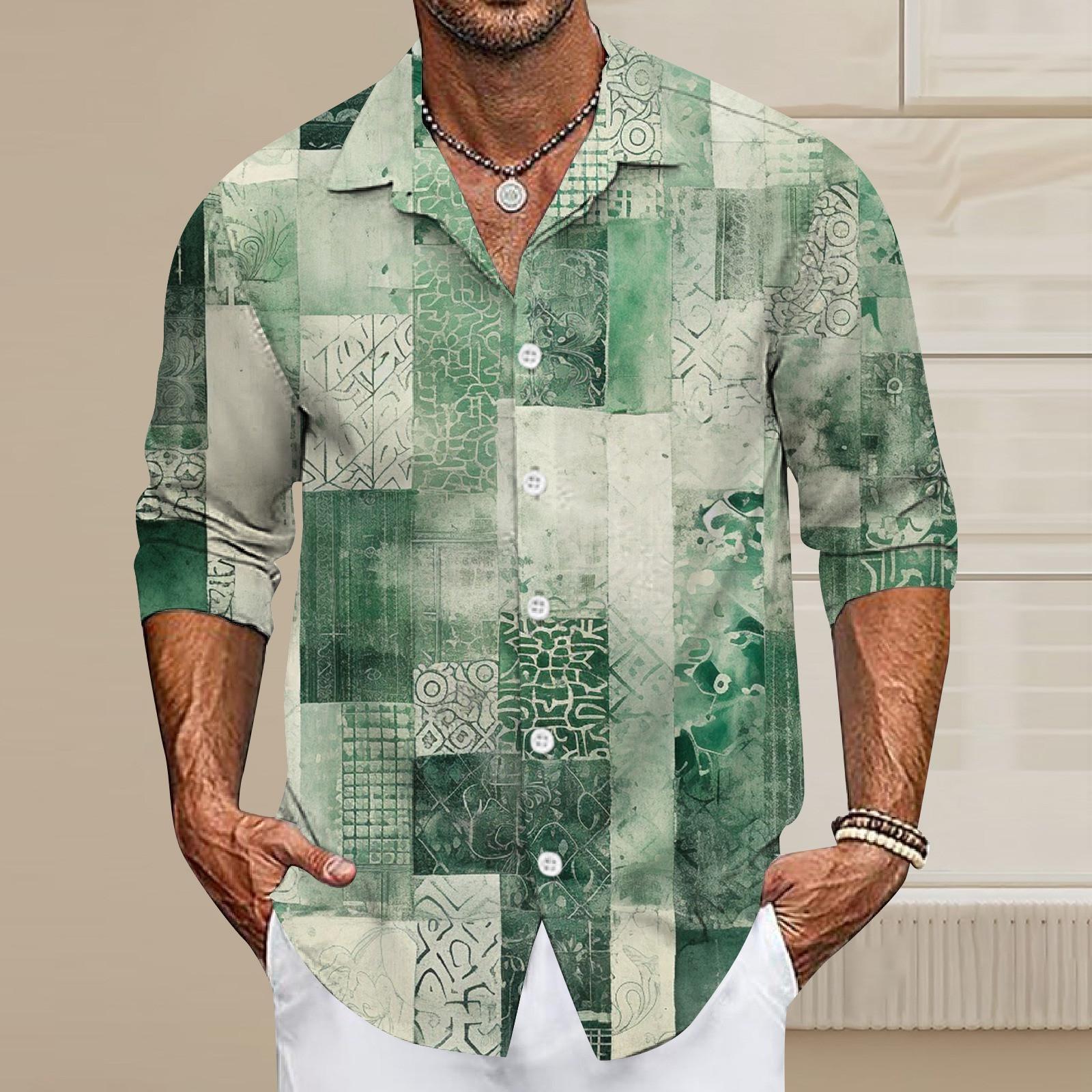 

Мужская летняя новая свободная рубашка с длинным рукавом с принтом, кардиган, пляжная рубашка M