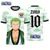 One Piece Roronoa Zoro #10 T-Shirt, Men Women  Short Sleeve Casual Anime Streetwear Tee Summer quick-drying sports jersey