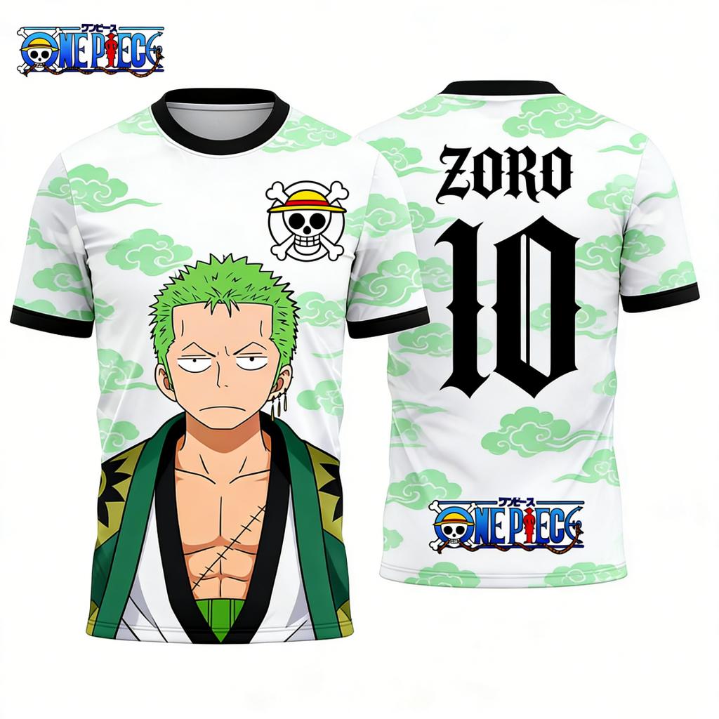 One Piece Roronoa Zoro #10 T-Shirt, Men Women  Short Sleeve Casual Anime Streetwear Tee Summer quick-drying sports jersey