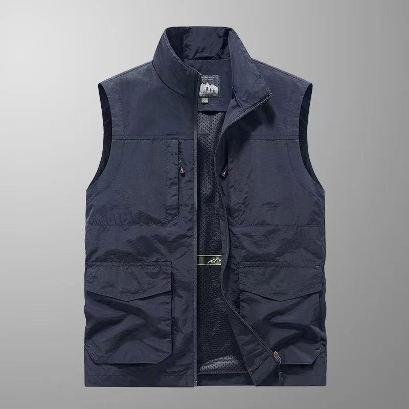 Double-sided Wear New Multi-pocket Vest Men's Winter Velvet Vest Plus Size Fleece Vest Jacket