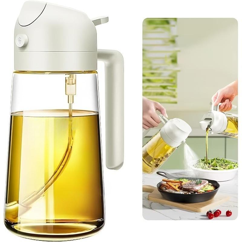 2-in-1 Olive Oil Dispenser & Sprayer – 16oz Food-Grade Bottle for Cooking,Salads & Frying –Leak-Proof,Precise Control,Easy Clean