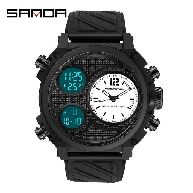 SANDA 3002 Fashion Multi-function Sport 50M Waterproof Men's Electronic Watch Fashion Luminous Chronograph Student Watch Reloj