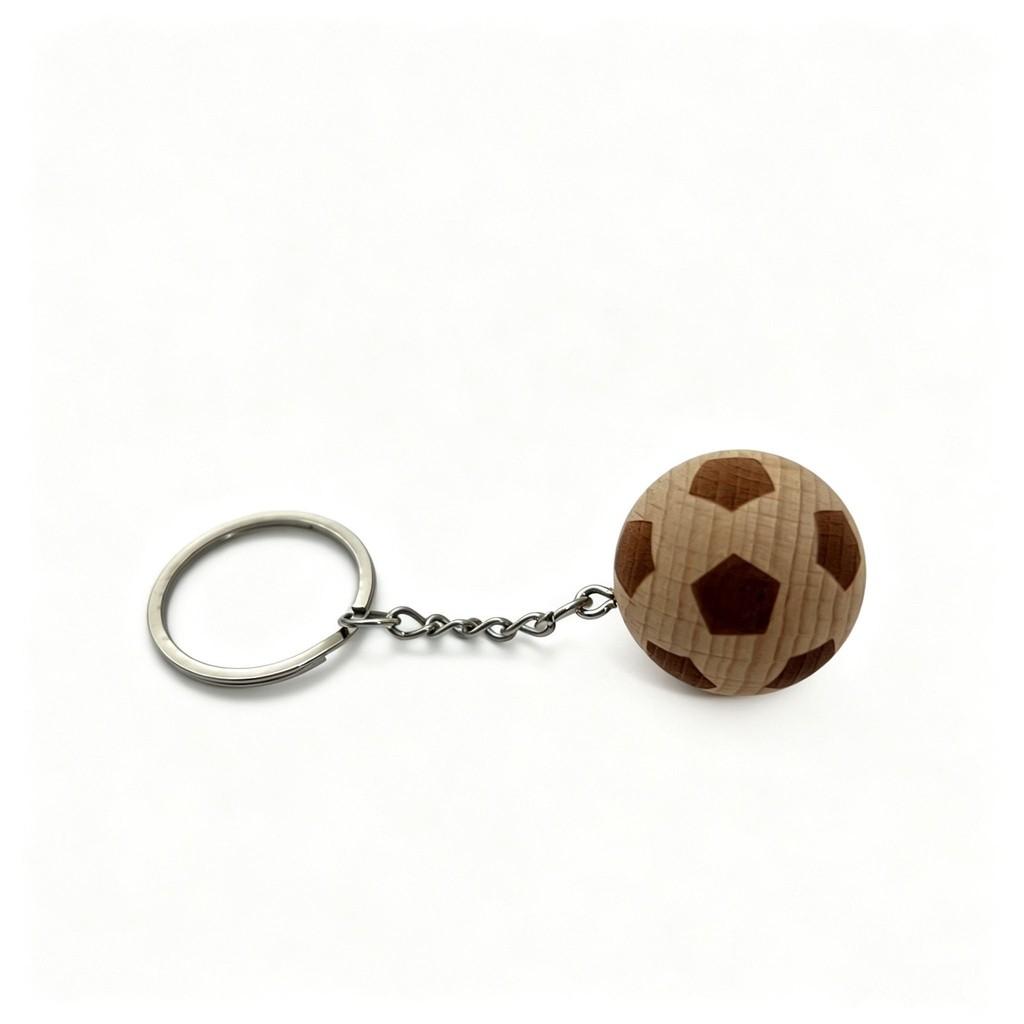 Global Football Cup Wooden Soccer Keyring With Player Figurine For Football Enthusiasts And Car Decor