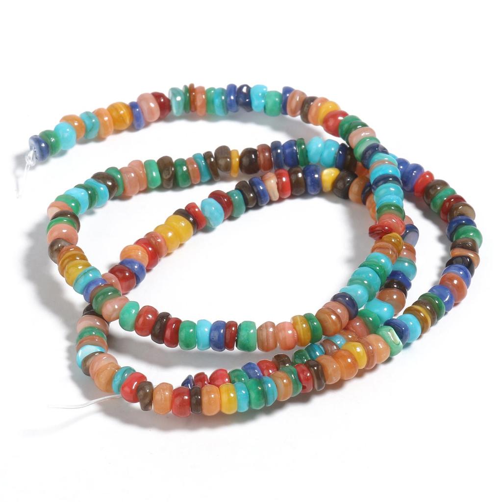 Freshwater Shell Flat Beads Heishi Round Loose Spacer Rondelle Beads for Jewelry Making DIY Mother of Pearl Shell Bracelets 15''