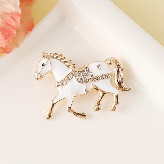 1/4Pcs Horse Brooch Alloy Enamel Pin with Rhinestones Inlaid Clothes Hats Bags Collar Badge Fashion Accessories