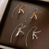 French retro iris flower earrings niche cold wind ear hook earrings