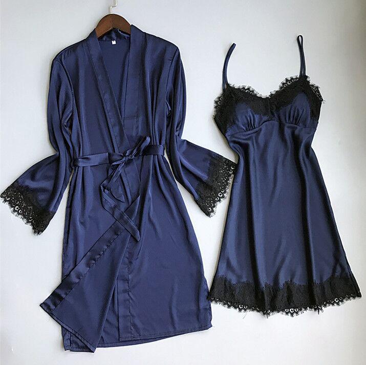 European American Black Lace Trim Two-Piece Pajama Set - Fashionable & Comfortable 