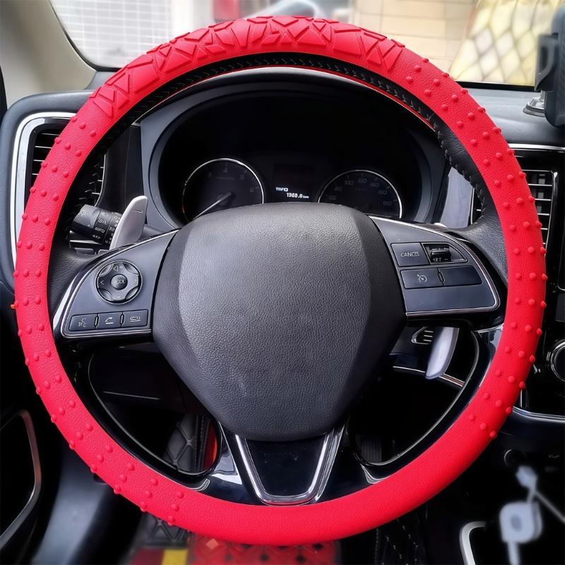 Car Steering Wheel Protector Covers 15inch Anti Slip Cover Elastic Geometric Pattern Cover Silicone Car Accessories