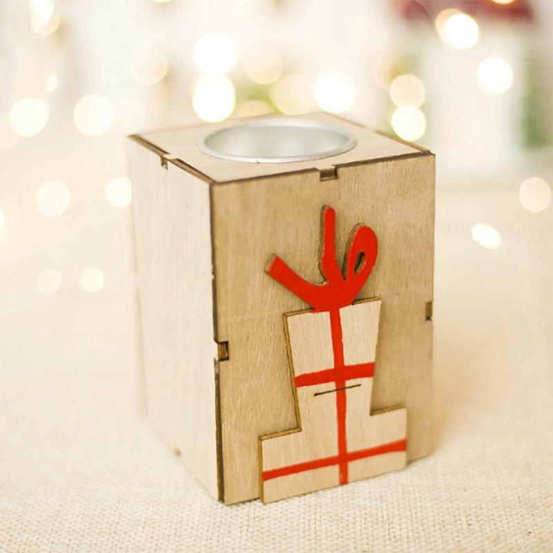 Candlestick Candle Holder Wooden Candelabrum Christmas Mini Creative Beautiful Table Santa Claus