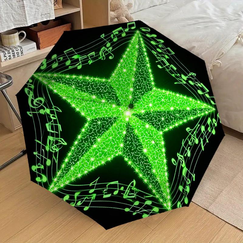 

1pc Star Music Automatic Folding Umbrella, Heavy Duty 8 Rib Iron Frame, Suitable for Travel, Daily Use, Birthday, Decor Gift 90