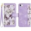 For iPhone 16e Case PU Leather Floral Phone Cover with Card Slots