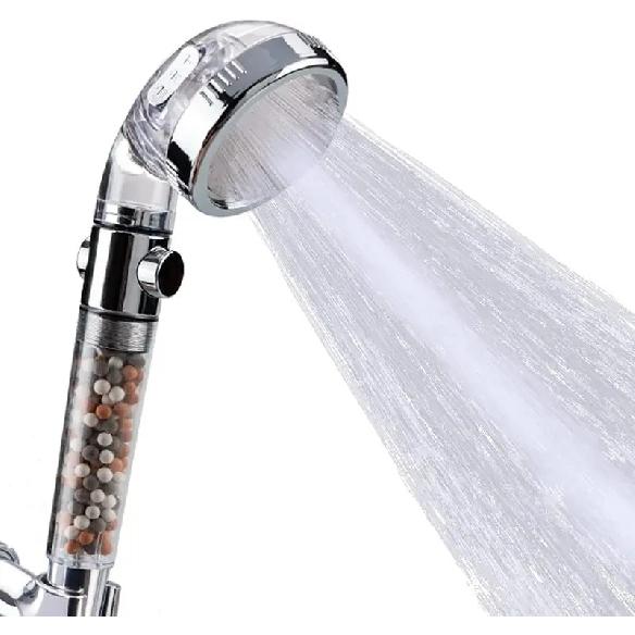 Mineral Balls 3 Modes High Pressure Shower Head with On/Off Switch Filter Water Saving Handheld Showerheads Bathroom Accessories