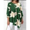 Large Size Print Is Irregular. Mid-length Sleeve Crew Neck Top