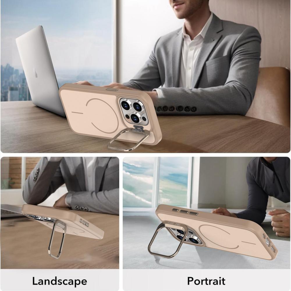 KEYSION Matte Skin Feel Lens Stand Phone Case for Magsafe for iPhone 11 12 Pro Max Magnetic Wireless Charging Shockproof Cover