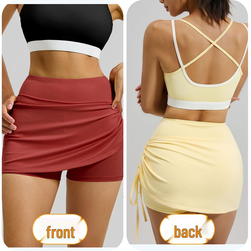 Damen High-Waist Sportrock mit Rüschen und Anti-Exposure Yoga-Shorts - Dehnbar, Atmungsaktiv, Neue Sommerkollektion