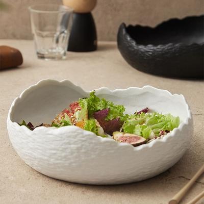 1Pc Irregular Ceramic Deep Plate Salad Plate Frosted Cold Dish Plate Fruit Salad Bow Plate