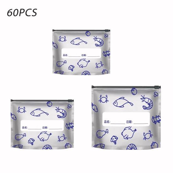 Aluminum Foil Sealed Bags Reusable Leakproof Heat Resistant Sealable Bags Vacuum Zippered Food Pouches with Label Stand-Up Bottom for Vegetable Fruit