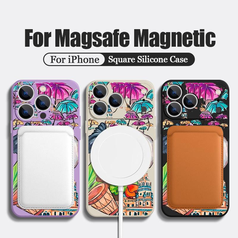 For iPhone 17 Pro Max Case Tropical-style Toucan Pattern Magnetic For Magsafe Silicone Cover For iPhone 16 Pro Max Funda iPhone 15 14 13 12 11 16E