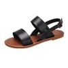 European and American retro style flat-bottomed buckle sandals women's one-word buckle strap large size beach sandals simple