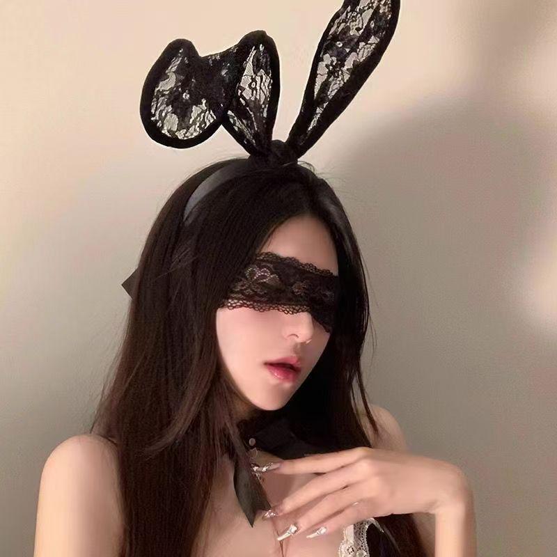 Pure Desire Lace Bunny Ear Headband & Eye Mask Set - Cute Hair Accessories for Couples