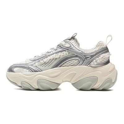 Li Ning Butterfly Runner Comfortable Versatile Non-Slip Wear-Resistant Low-Top Casual Shoes Women Sneaker Silver White AZGV012-13
