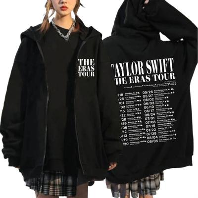 Taylor The Eras Tour 2023 World Tour Sudadera con capucha y cremallera para mujer, sudadera estética con cremallera, moda Harajuku, sudaderas con capucha de gran tamaño, abrigo