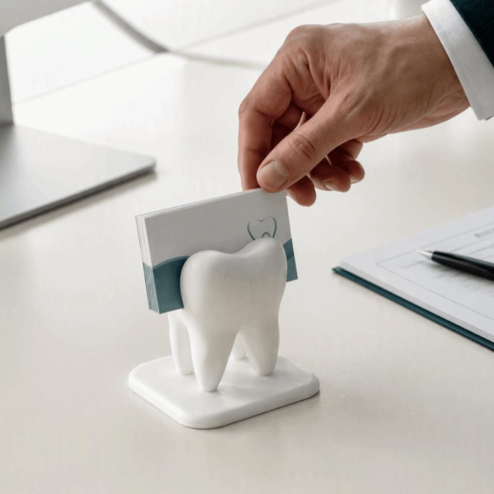 White Dentist Business Card Holder Dental Clinic Name Card Display Organizer Workbench Use