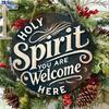 2D Flat Classic Wooden Welcome Sign "Holy Spirit, You Are Welcome Here",  Vintage Home Decor Wall for Bar Kitchen,  Home Decor
