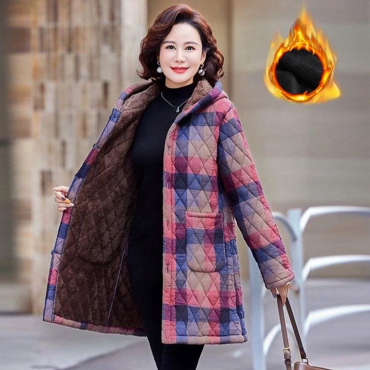 Plus Velvet Thickened Overalls Jacket Casual Padded Jacket Mother Padded Jacket Winter Plus Warm Padded Jacket Women