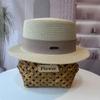 Flat Top Hat Women's Summer Vacation Seaside Panama Hat Flat Edge French Beach Hat Braided Sunshade Sunscreen Top Hat