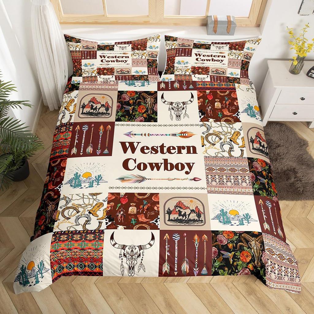 Bull Skull Ma Aztec Three-Piece Digital Printed Bedding Set Bed Cover