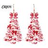 Decorative Holiday Earrings Christmas 2D Acrylic Earrings, Colorful Tree Dangle with Bow Party Jewelry Decor, Lightweight Drop Jewelry, Decorations
