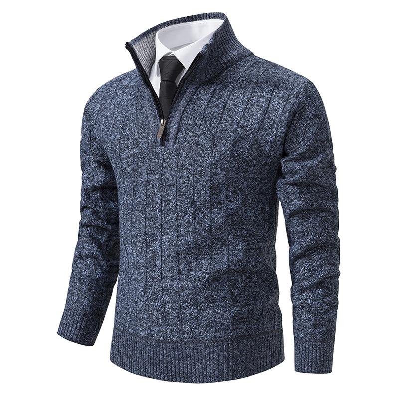 New Winter Men's Sweater Knitted Sweater Plush Thread Coat Thickened Warm Dad Outfit