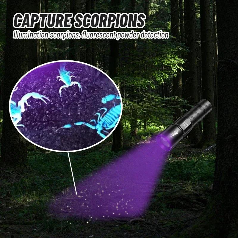 365nm Mini UV Led Flashlight Usb Rechargeable Aluminum Alloy Lamp Pet Stain Leakage Marker Ore Money Scorpion Detection Lights