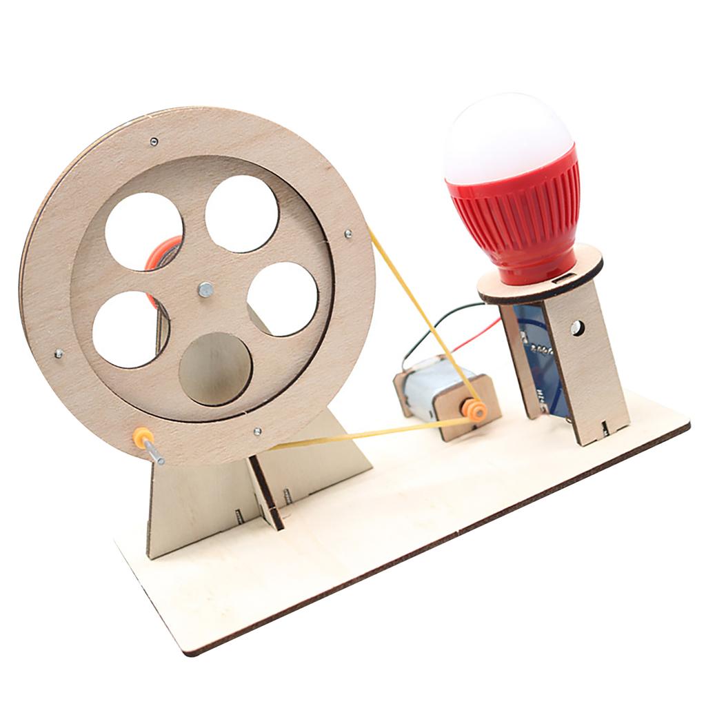 Hand Cranked Generator Power Set Wooden DIY Manual Science Experiment Educational Generator Projects for Boys Girls