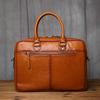 NZPJ Men's Vintage Genuine Leather Briefcase Top Layer Cowhide Handbag Business Crossbody Computer Bag  Casual Crossbody Bag