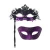 Elegant Detachable Half Face Mask Set With Metal And Rhinestones Decoration For Costume Parties And Halloween
