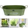 Oval Metal Planter with Double Handles Decorative Horseshoe Pattern Flower Pot Container for Home Balcony Indoor Outdoor Planting