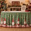 Elastic Edge Table Skirt Christmas Skirt Santa Claus Elk Prints Edge Dining Decor Xmas Party Decorations Elf Tree Festive for Home Holiday