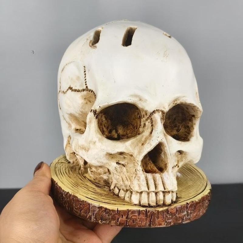 Halloween Skull Knife Holder Cutlery Stand Resin Ornament - Festive Horror Decoration Creative Tabletop Decoration for Halloween