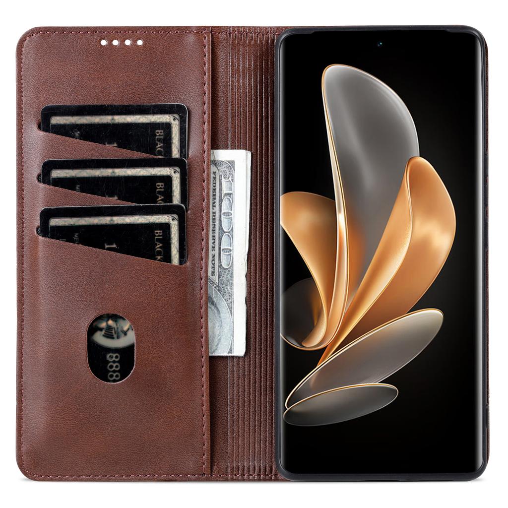 AZNS Für Xiaomi 14 Ultra Lederhülle Rindsledertextur Ständer Brieftasche Handyhülle
