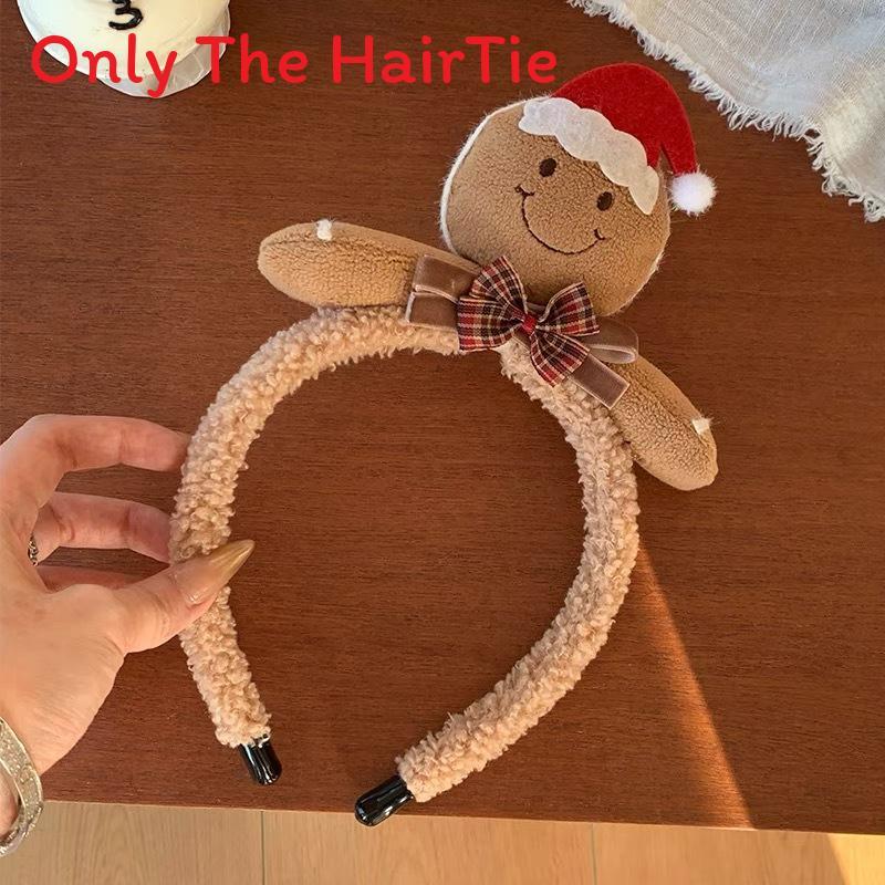 Christmas Gingerbread Man Hair Clip With Soft Fabric For Women Holiday Party Decor